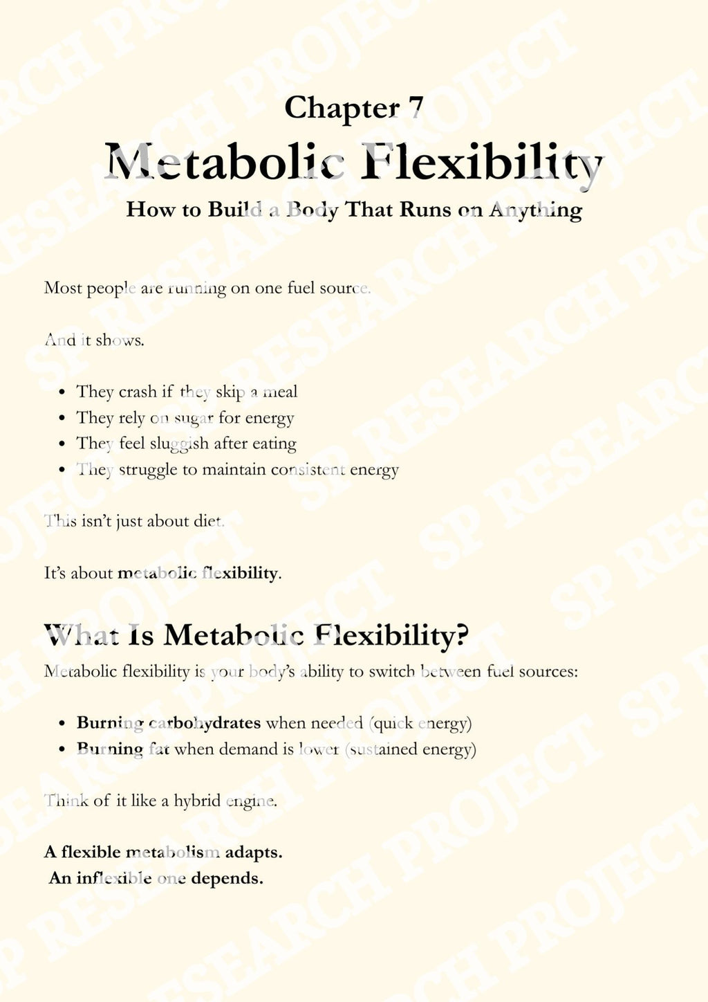 A demo of Chapter 7, Metabolic Flexibility from the book.