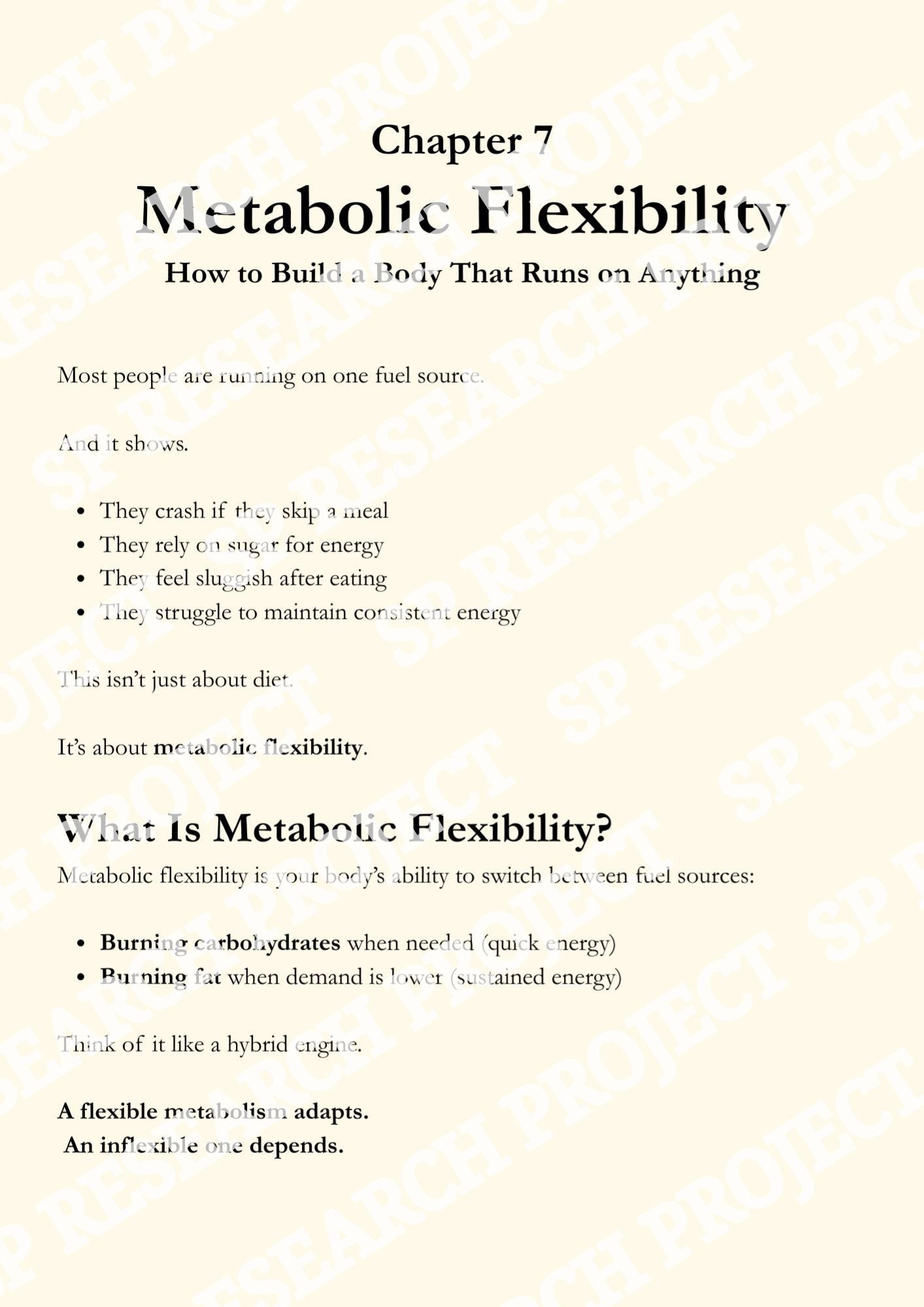 A demo of Chapter 7, Metabolic Flexibility from the book.